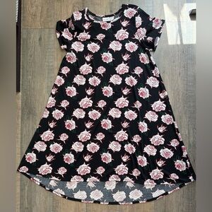 LuLaRoe Carly Black and White Rose Dress